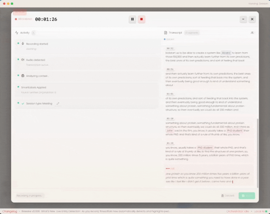 Semantic tags appearing in real-time